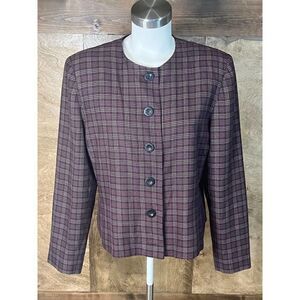 Women's Karen Scott Maroon Plaid‎ Blazer Size 12